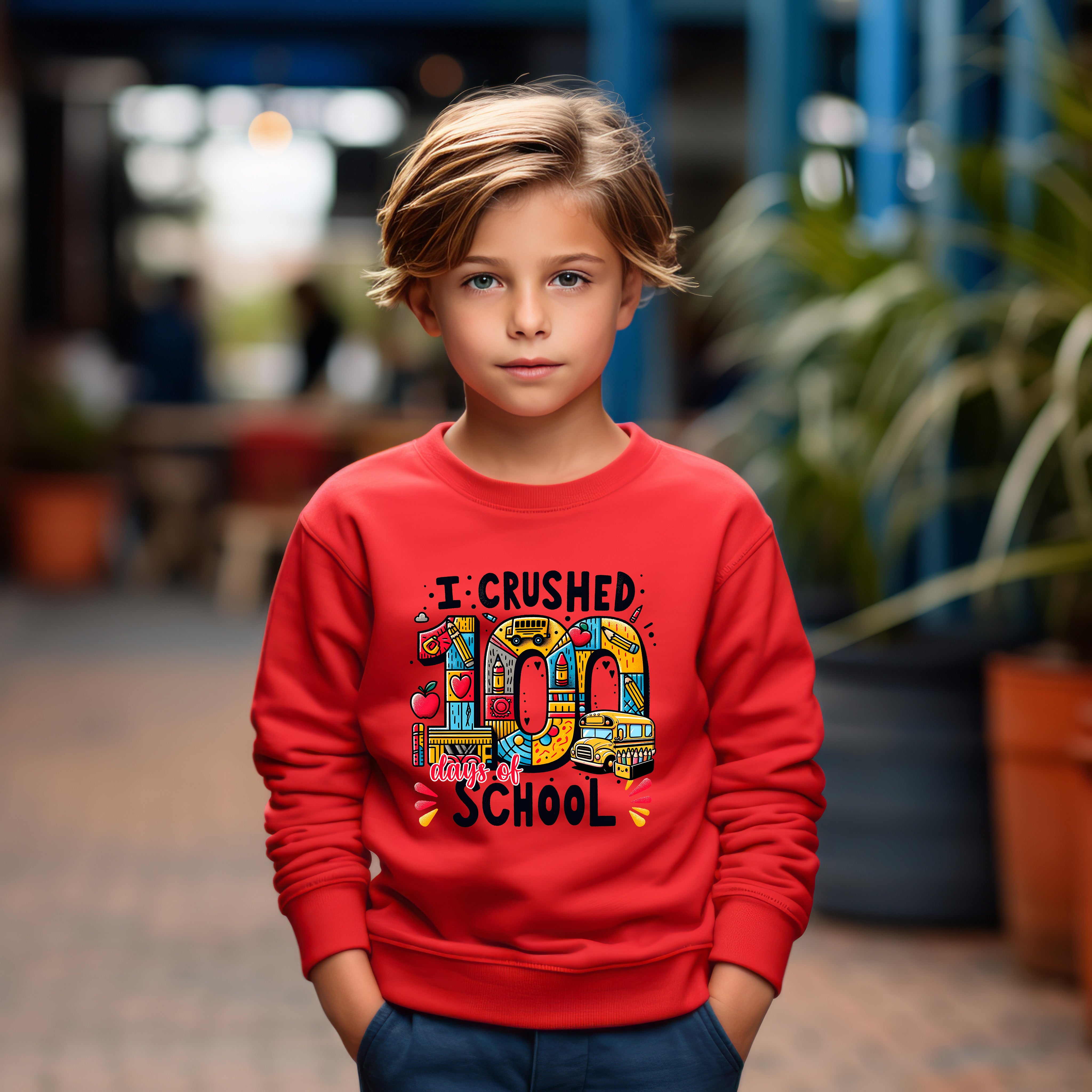 School - I Crushed 100 Days Of School Youth Crewneck / Hoodie