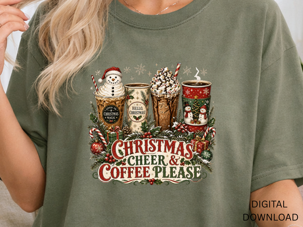Christmas Cheer and Coffee Please - PNG Digital Download