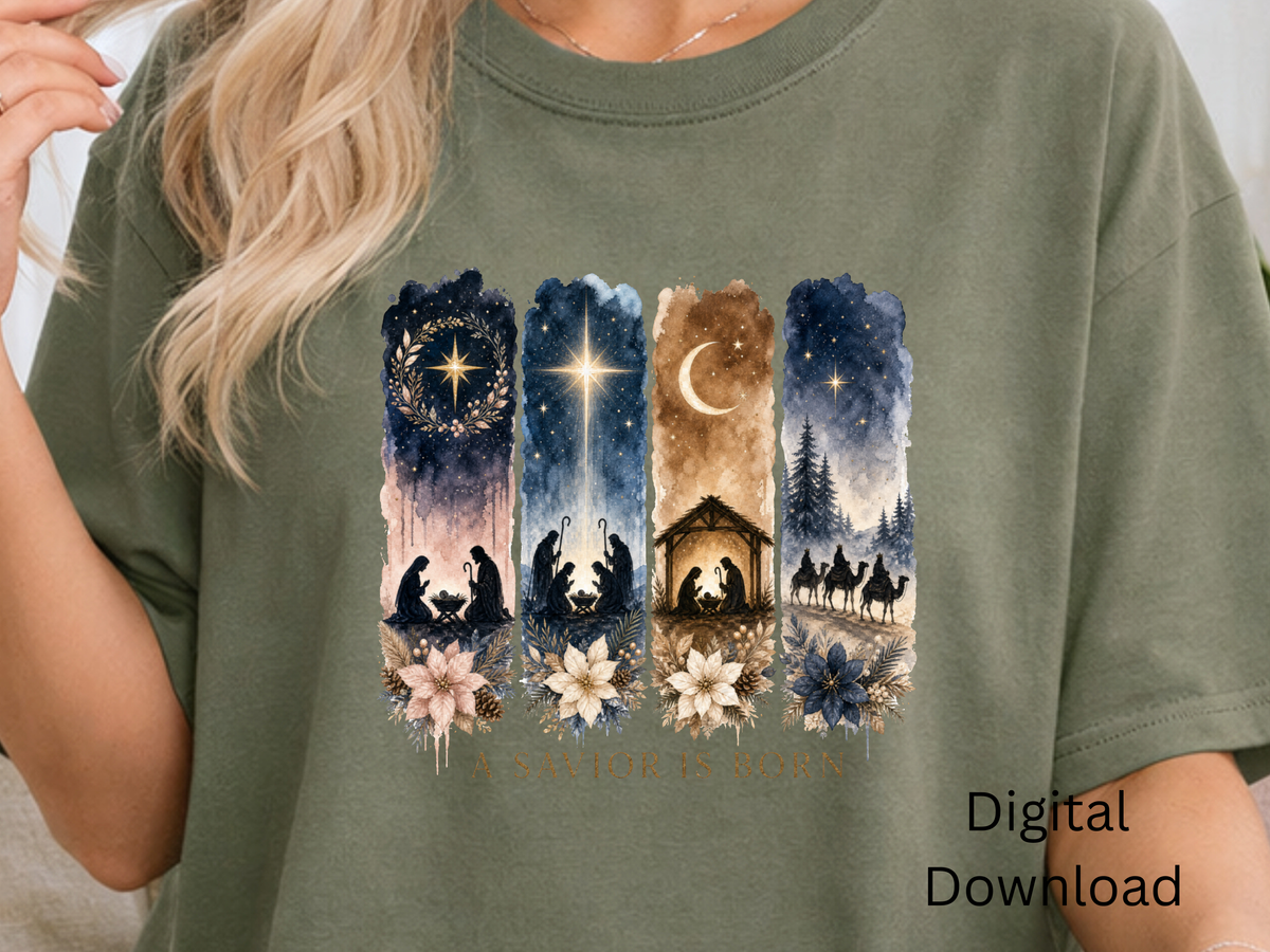 A Savior Is Born Nativity Christmas PNG Digital Download - PNG Digital Download