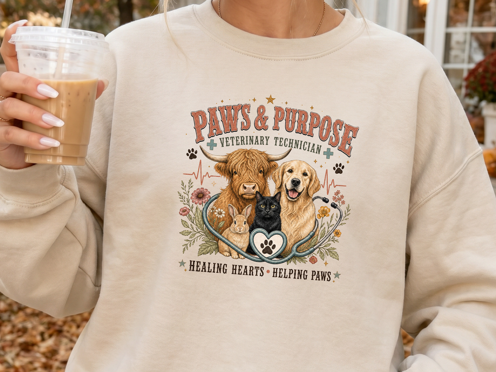 Paws & Purpose Veterinary Technician DTF Transfer - Youth/Adult Direct To Film Transfer