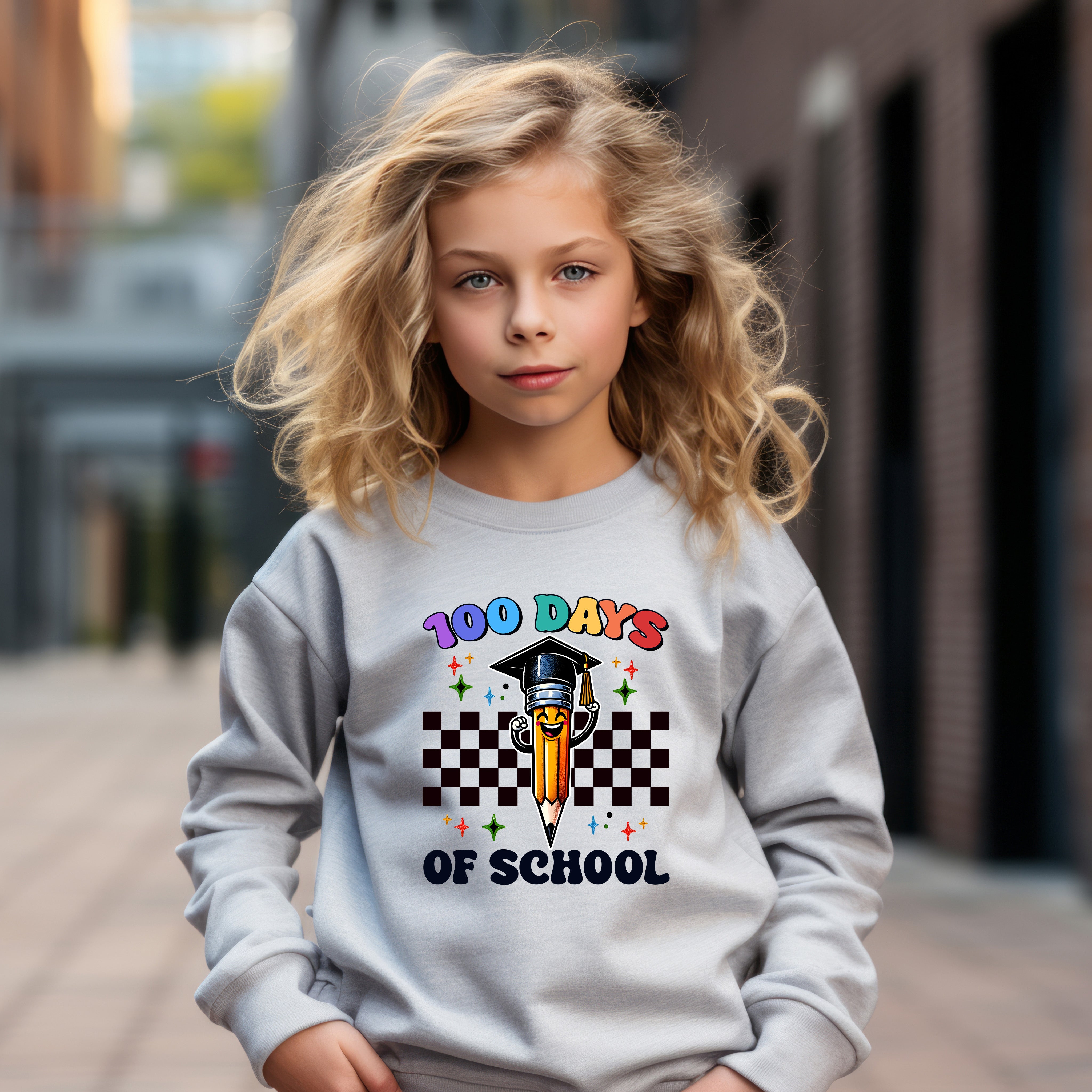 School - 100 Days Of School Pencil Youth Crewneck / Hoodie