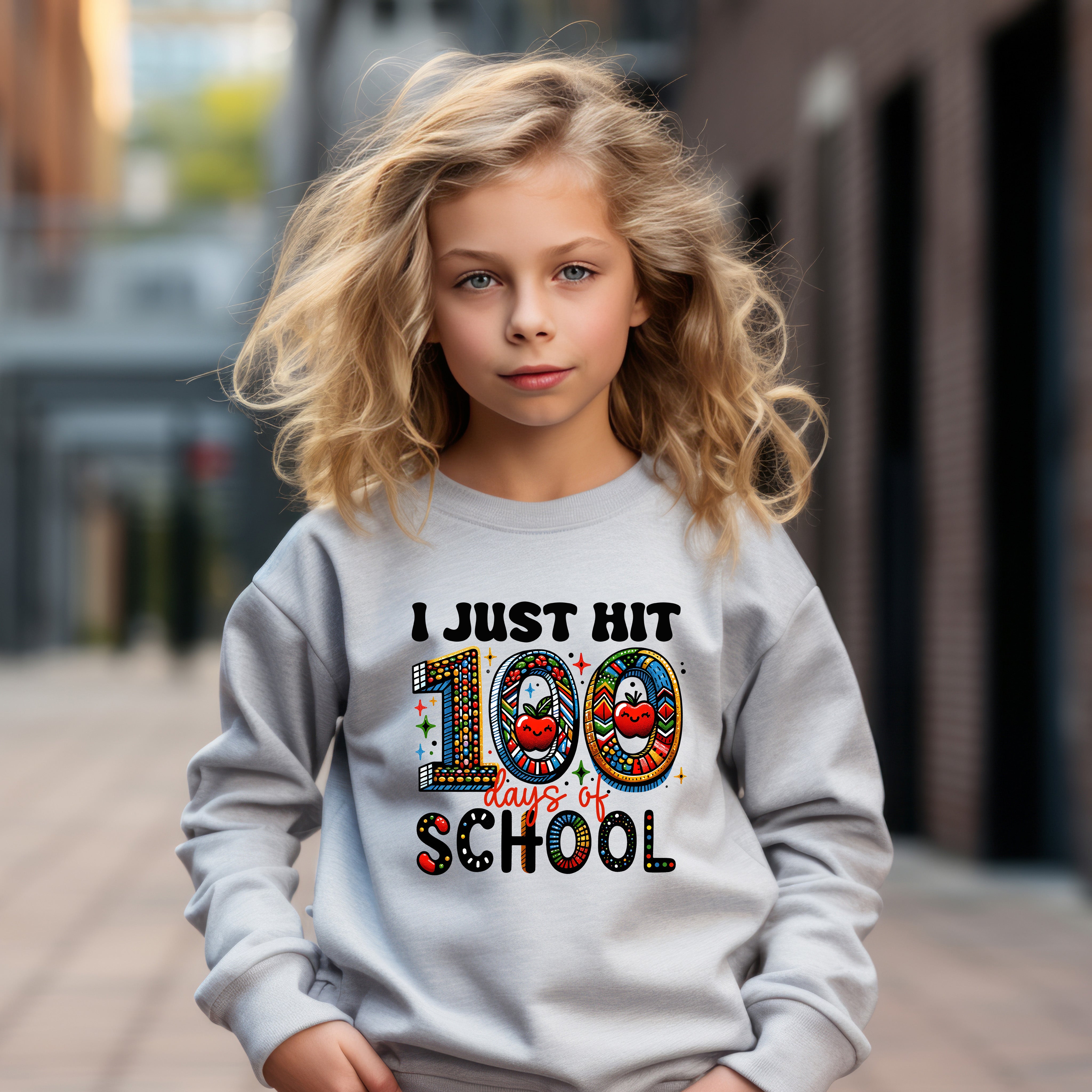 School - I Just Hit 100 Days Of School Youth Crewneck / Hoodie