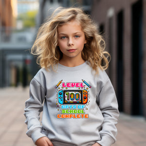 School - Level Up 100 Days Of School Youth Crewneck / Hoodie