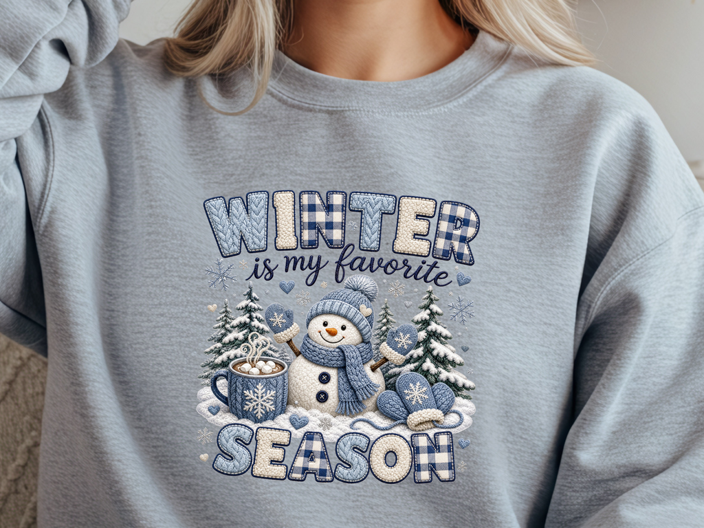 Winter Is My Favorite Season Blue Snowman - Youth/Adult Direct To Film Transfer