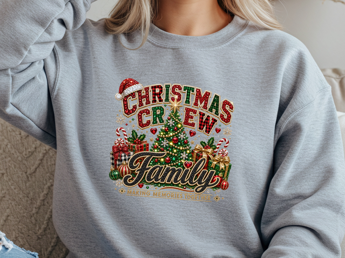 Christmas Crew Family Faux Rhinestone DTF Transfer - Youth/Adult Direct To Film Transfer (Copy)