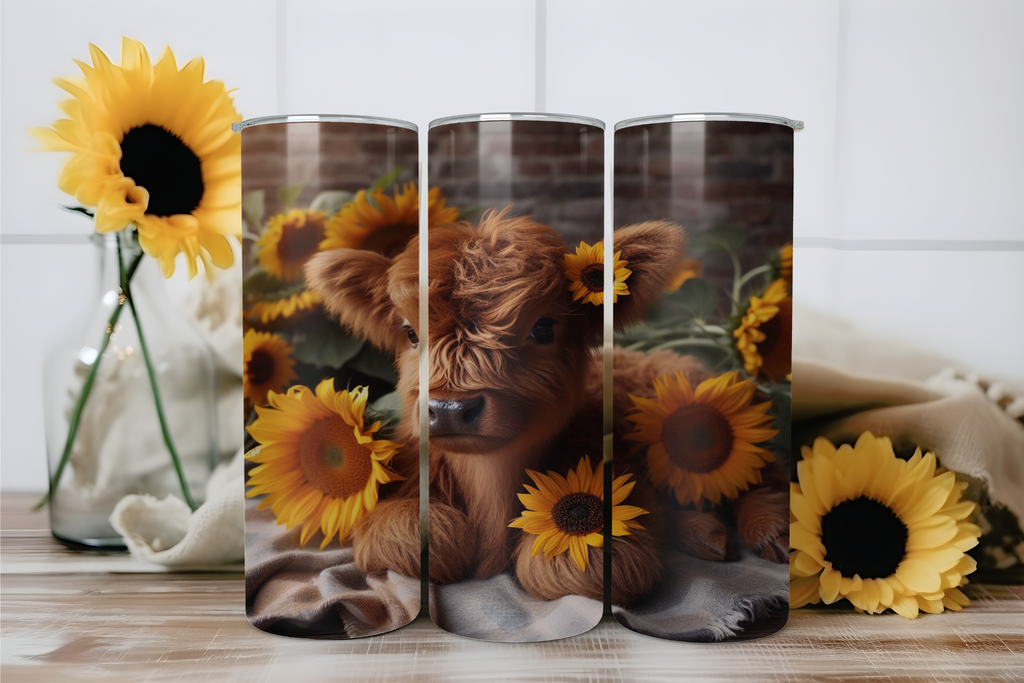 Highland Cow Sunflower  - Tumbler Digital Download