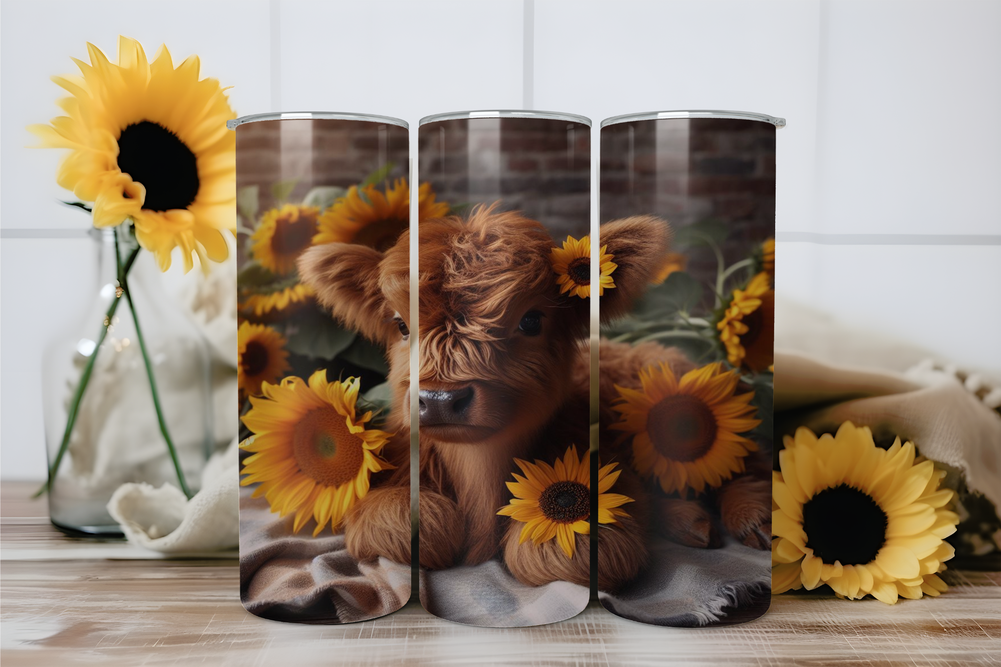Highland Cow Sunflower  - Tumbler Digital Download