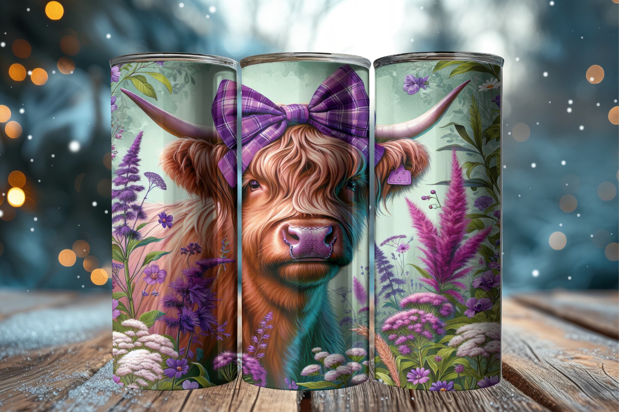 Highland Cow Purple Wildflower 2 - Digital Download