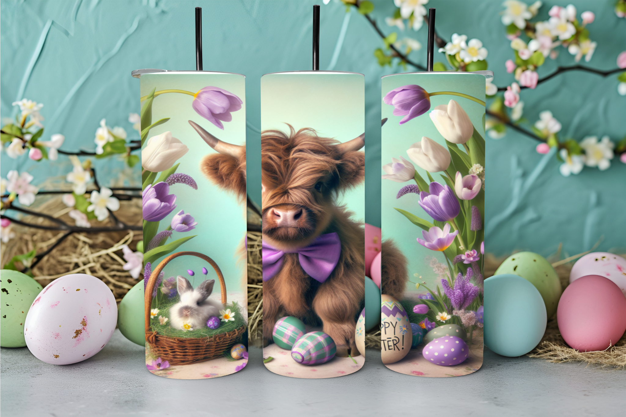 Highland Cow Easter 2 Tumbler