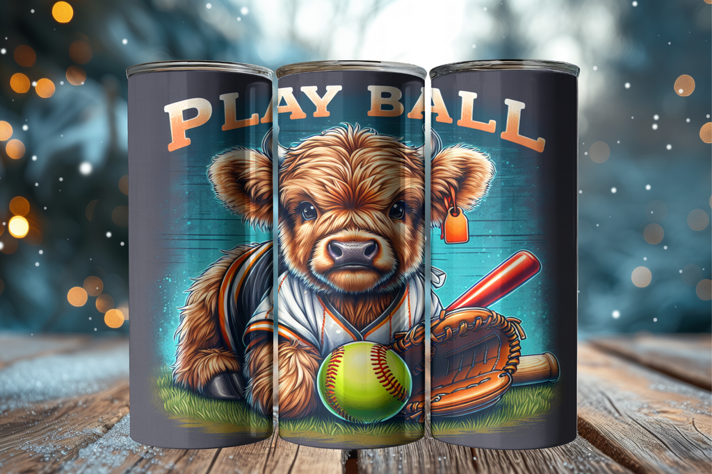 Highland Cow Softball 2 - Tumbler Digital Download