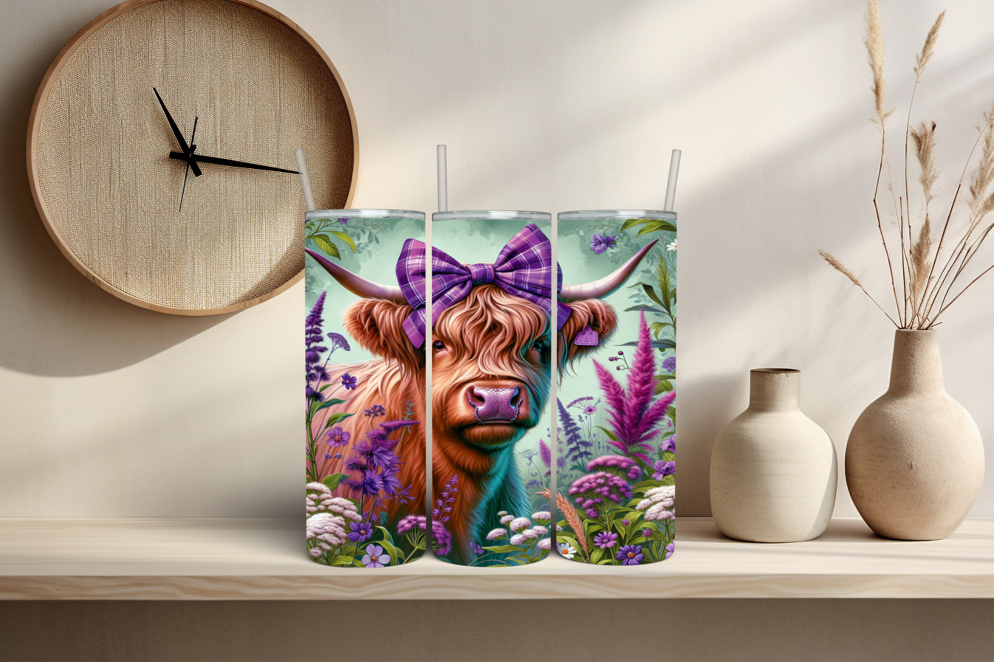 Highland Cow Purple Wildflower 2 - Digital Download