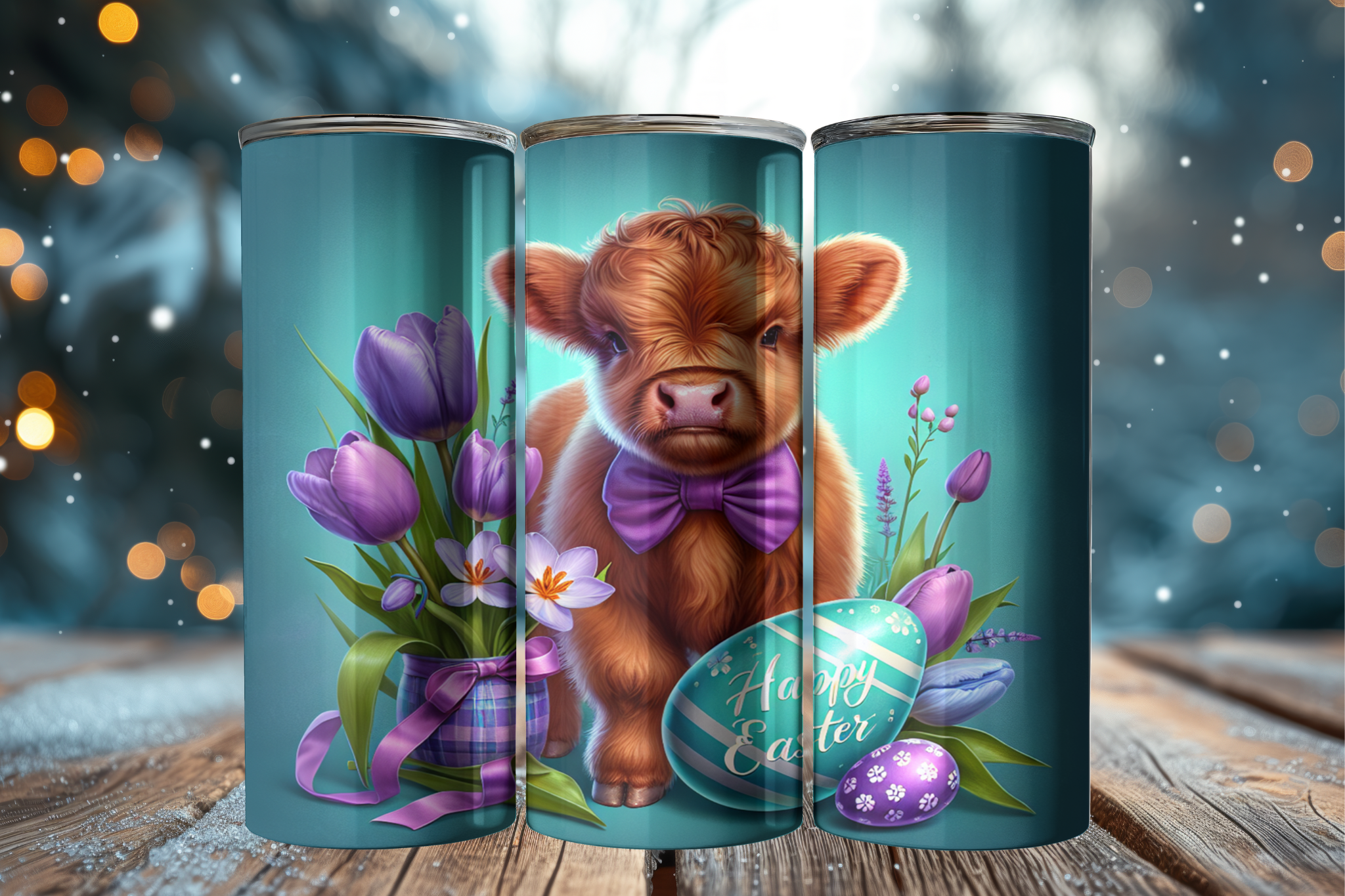 Highland Cow Easter Tumbler