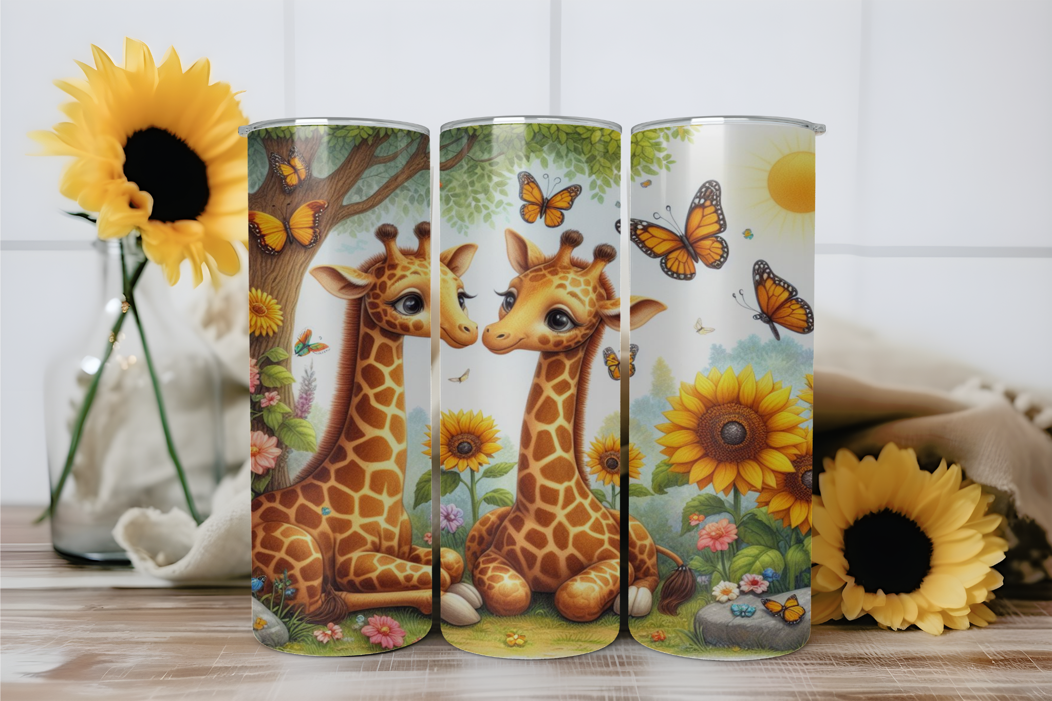 Giraffe's Sunflower - Tumbler Digital Download