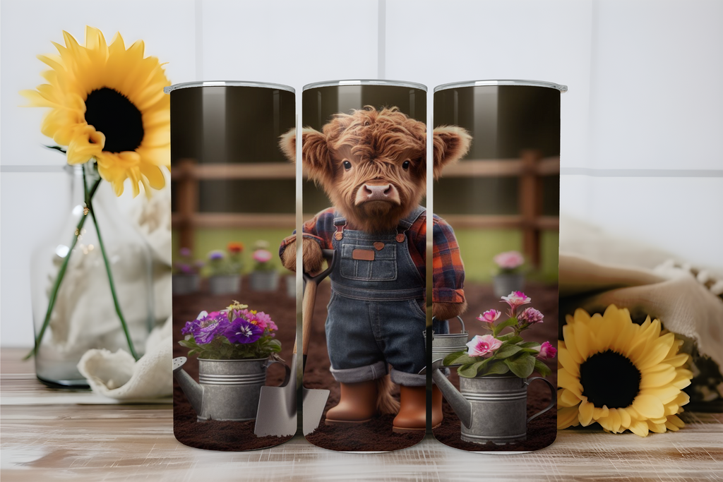 Highland Cow Gardner - Tumbler Digital Download