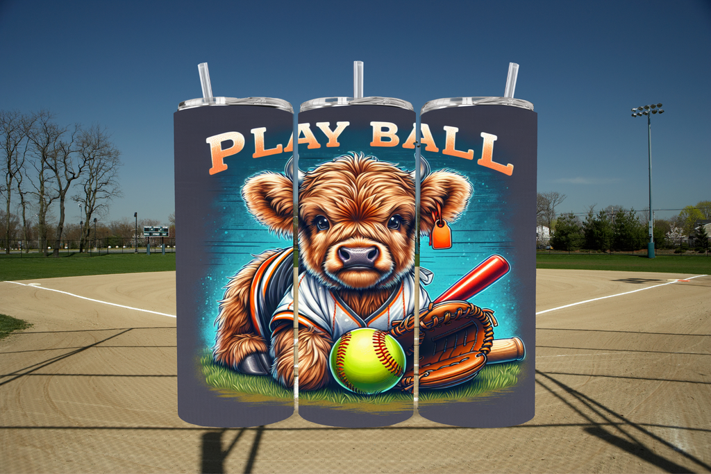 Highland Cow Softball 2 - Tumbler Digital Download