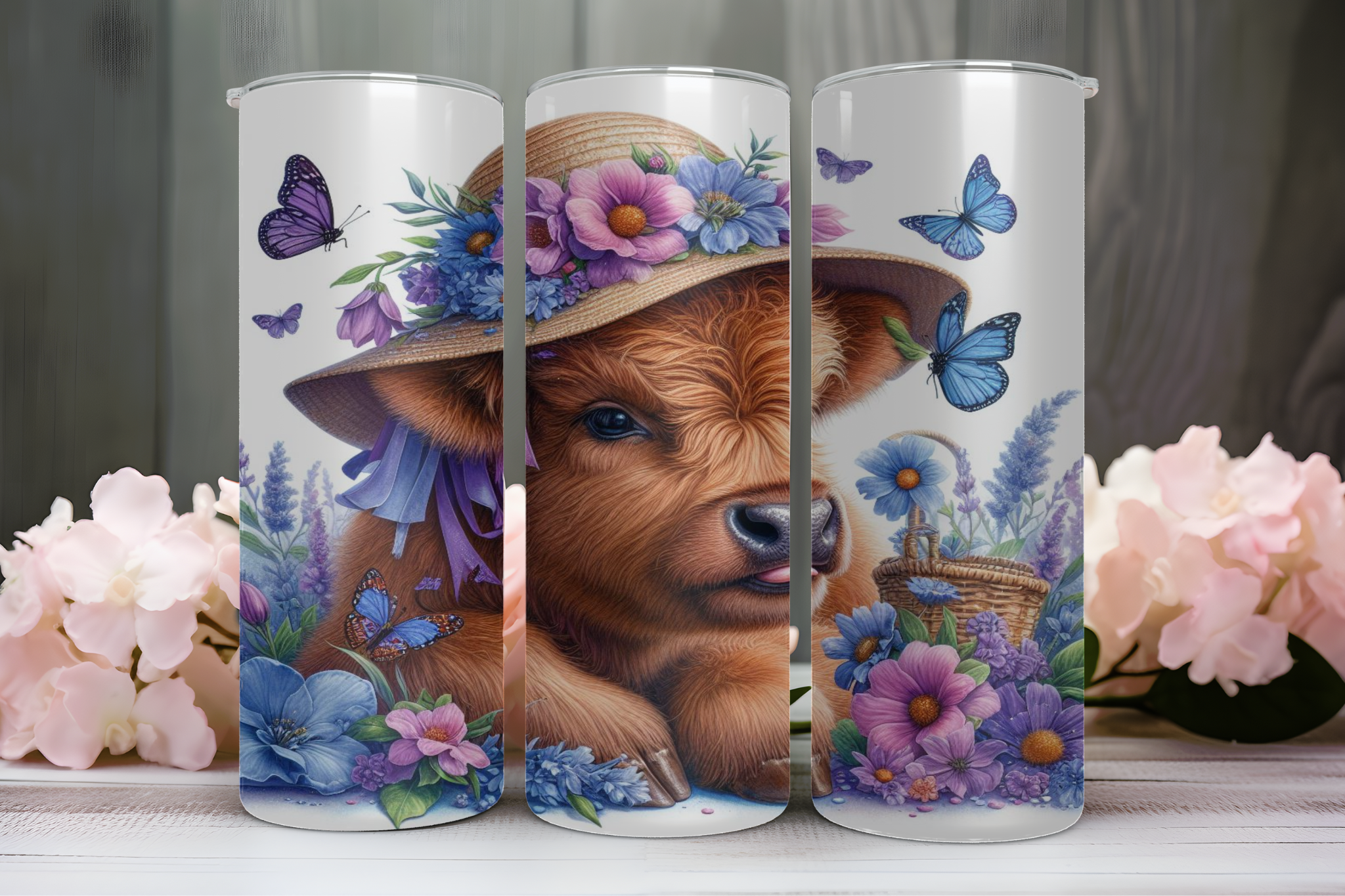 Highland Cow Spring 2 - Tumbler Digital Download