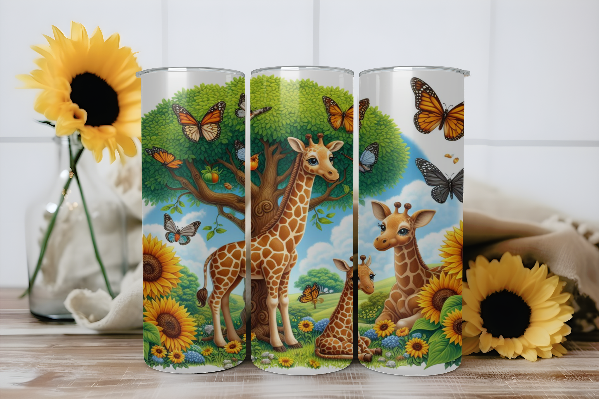 Giraffe's Sunflower - Tumbler Digital Download