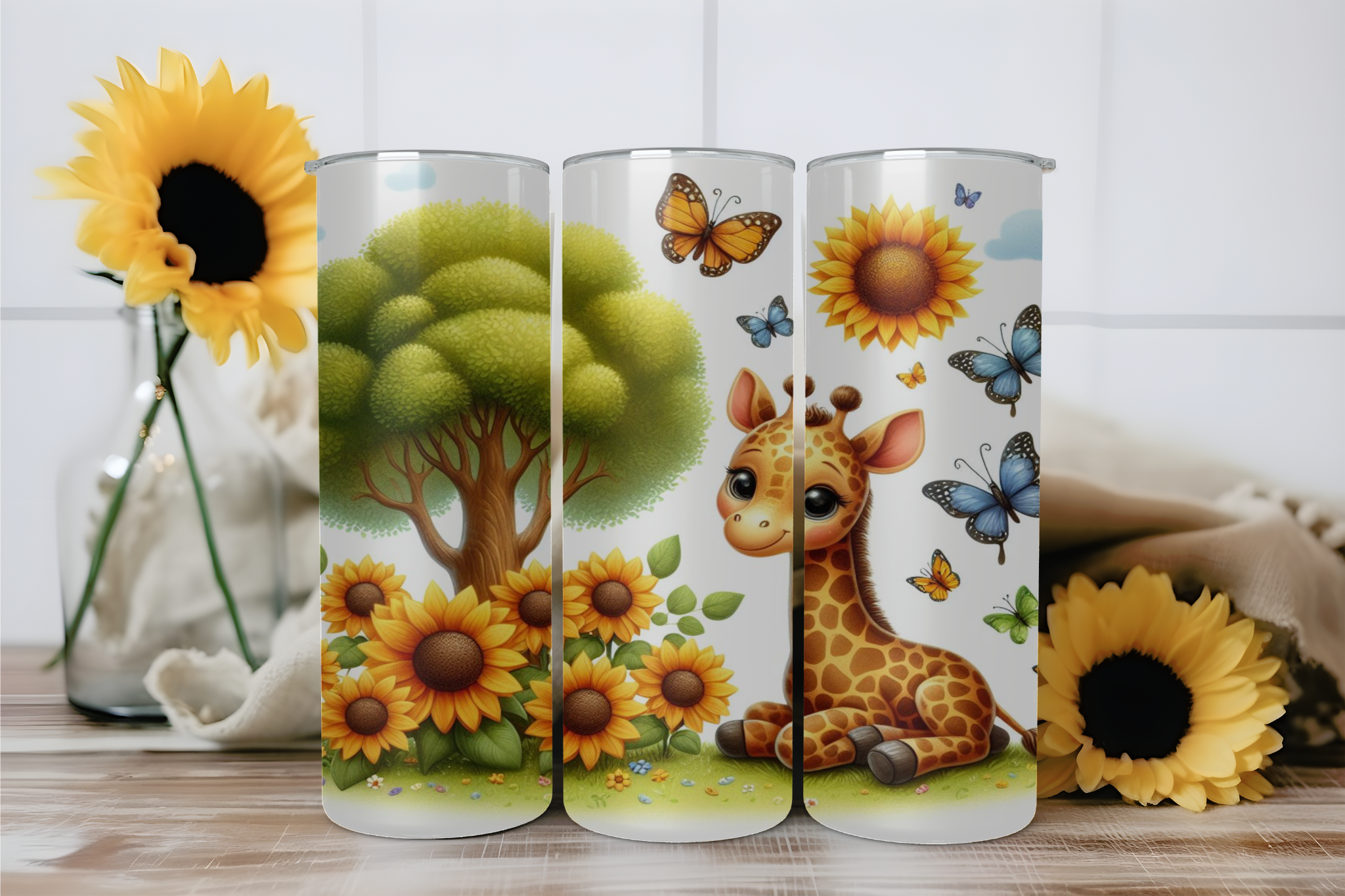 Giraffe Sunflowers 1 Tumbler