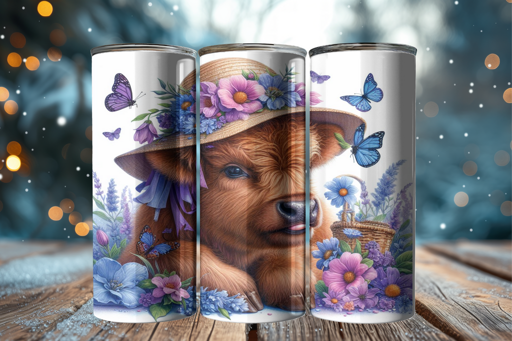 Highland Cow Spring 2 - Tumbler Digital Download