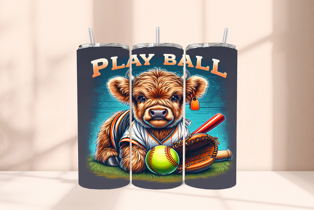 Highland Cow Softball 2 - Tumbler Digital Download