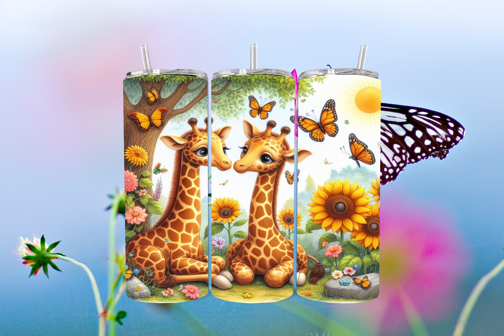 Giraffe's Sunflower - Tumbler Digital Download