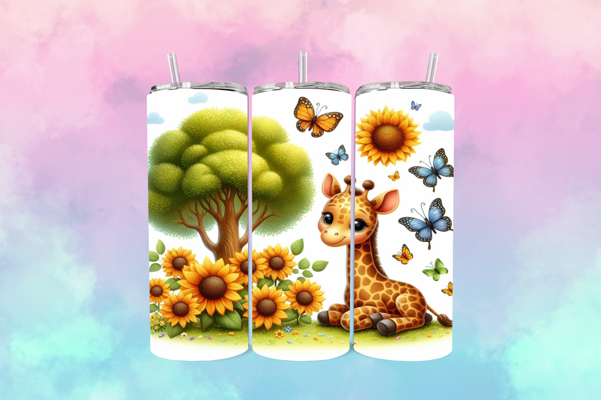 Giraffe Sunflowers 1 Tumbler