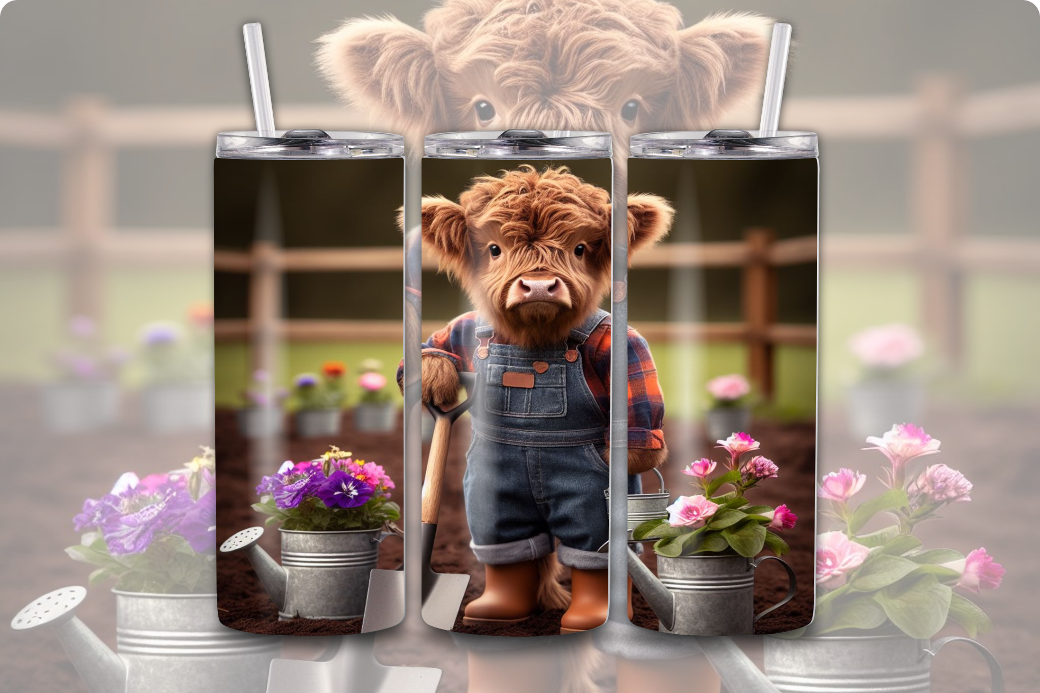 Highland Cow Gardner - Tumbler Digital Download