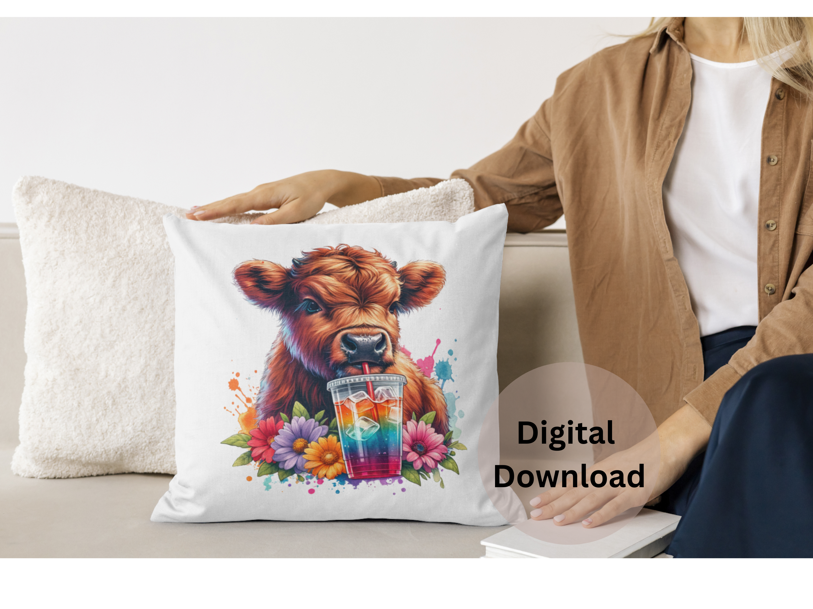 Highland Cow Loaded Tea - PNG Digital Download