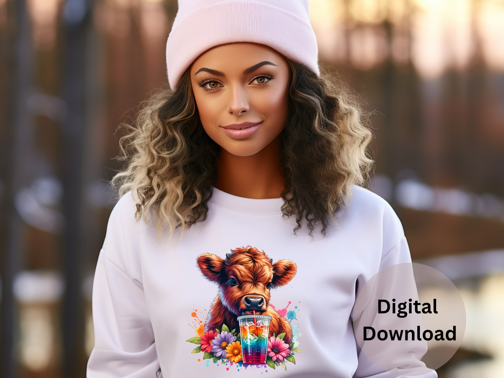 Highland Cow Loaded Tea - PNG Digital Download