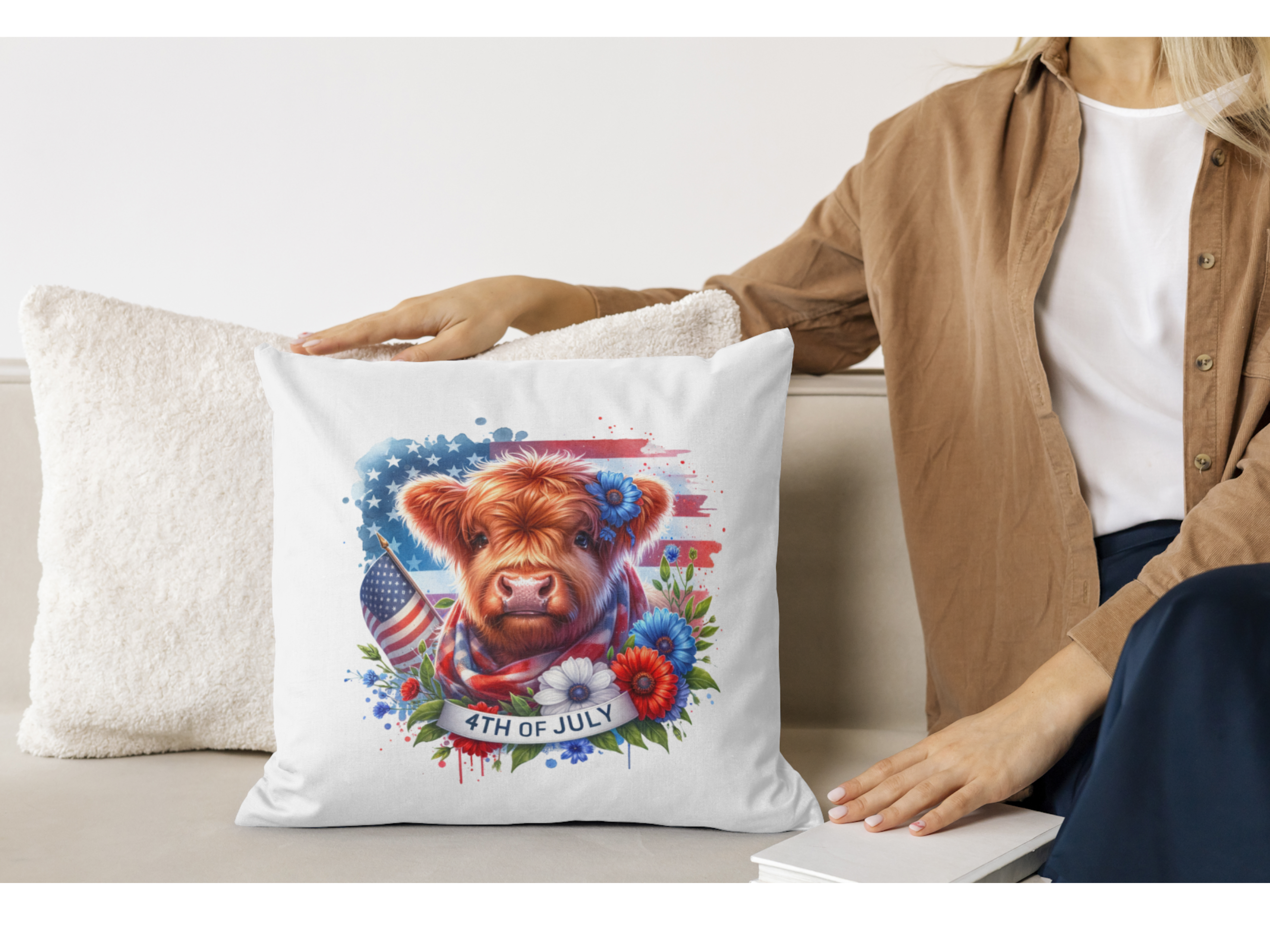 Highland Cow Patriotic Sublimation PNG  - Digital Download