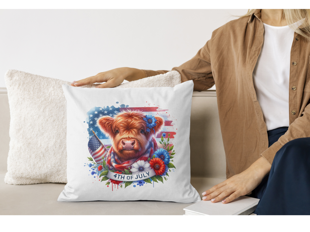 Highland Cow Patriotic Sublimation - PNG Digital Download