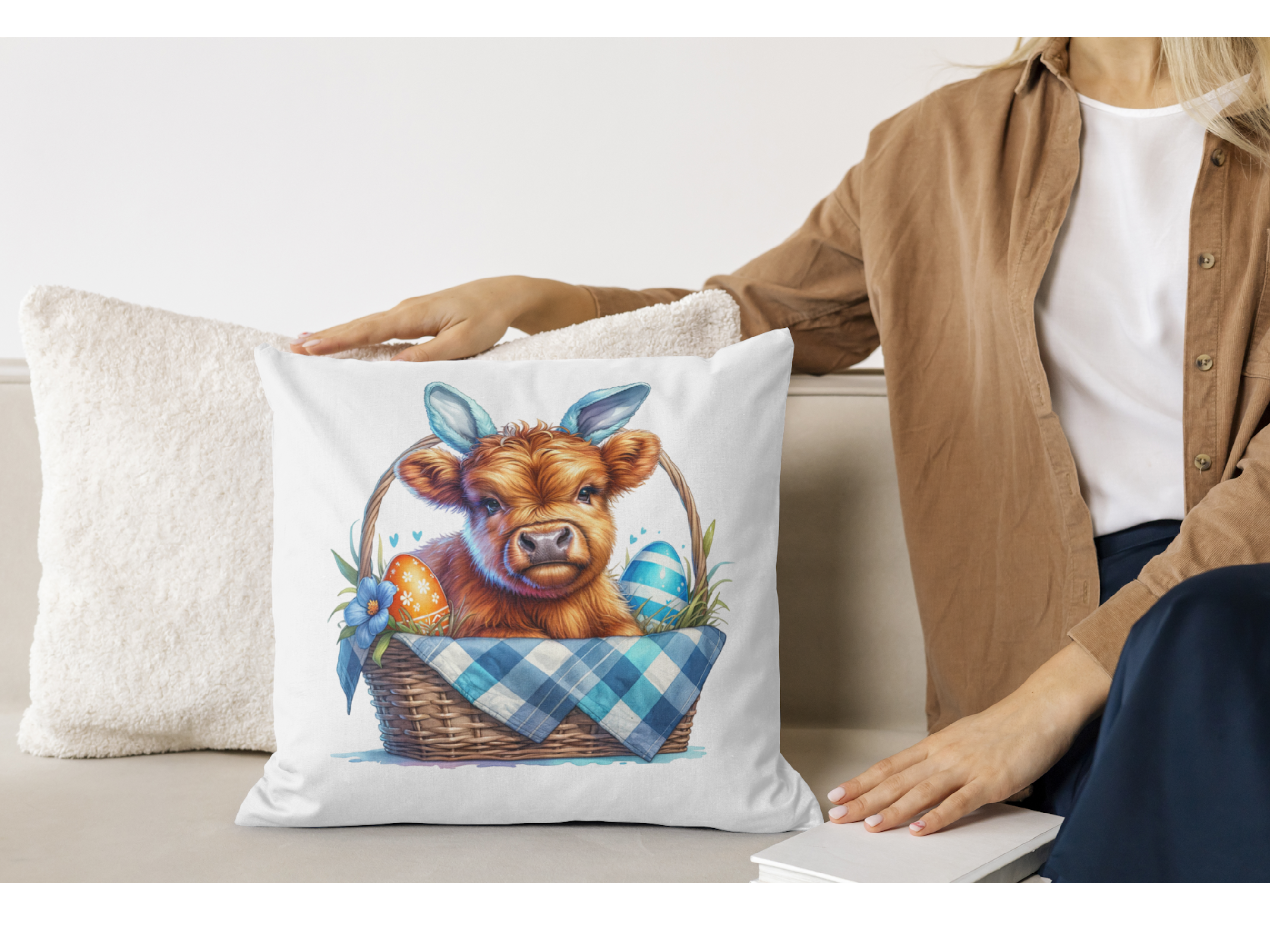 Highland Cow Easter Sublimation PNG  - Digital Download