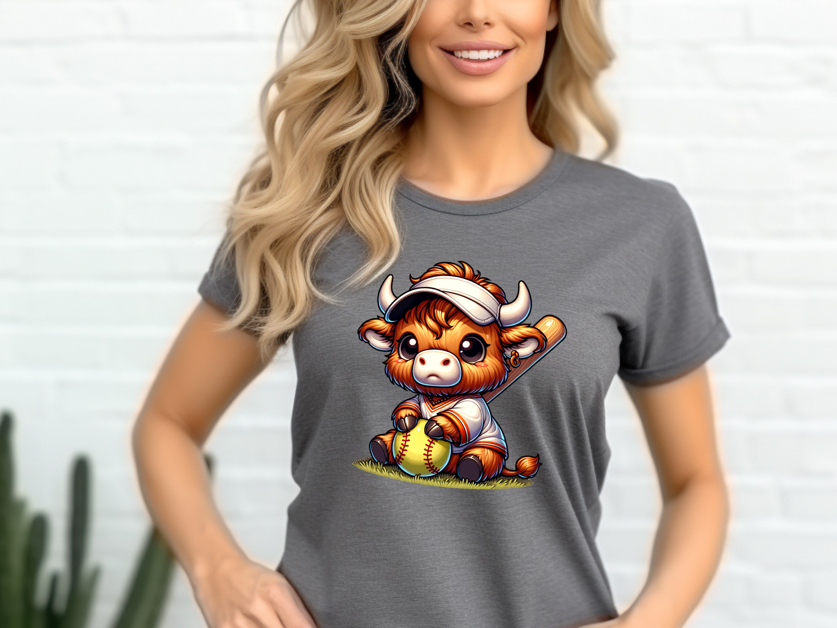 Highland Cow Softball Sublimation - PNG Digital Download