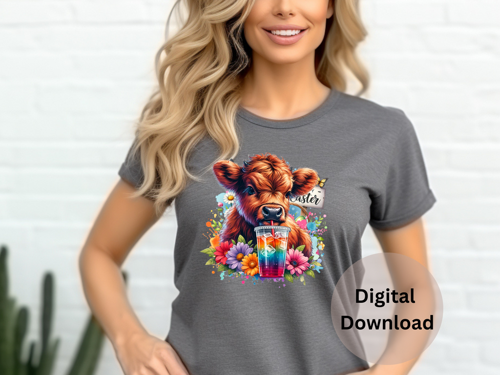Highland Cow Loaded Tea - PNG Digital Download