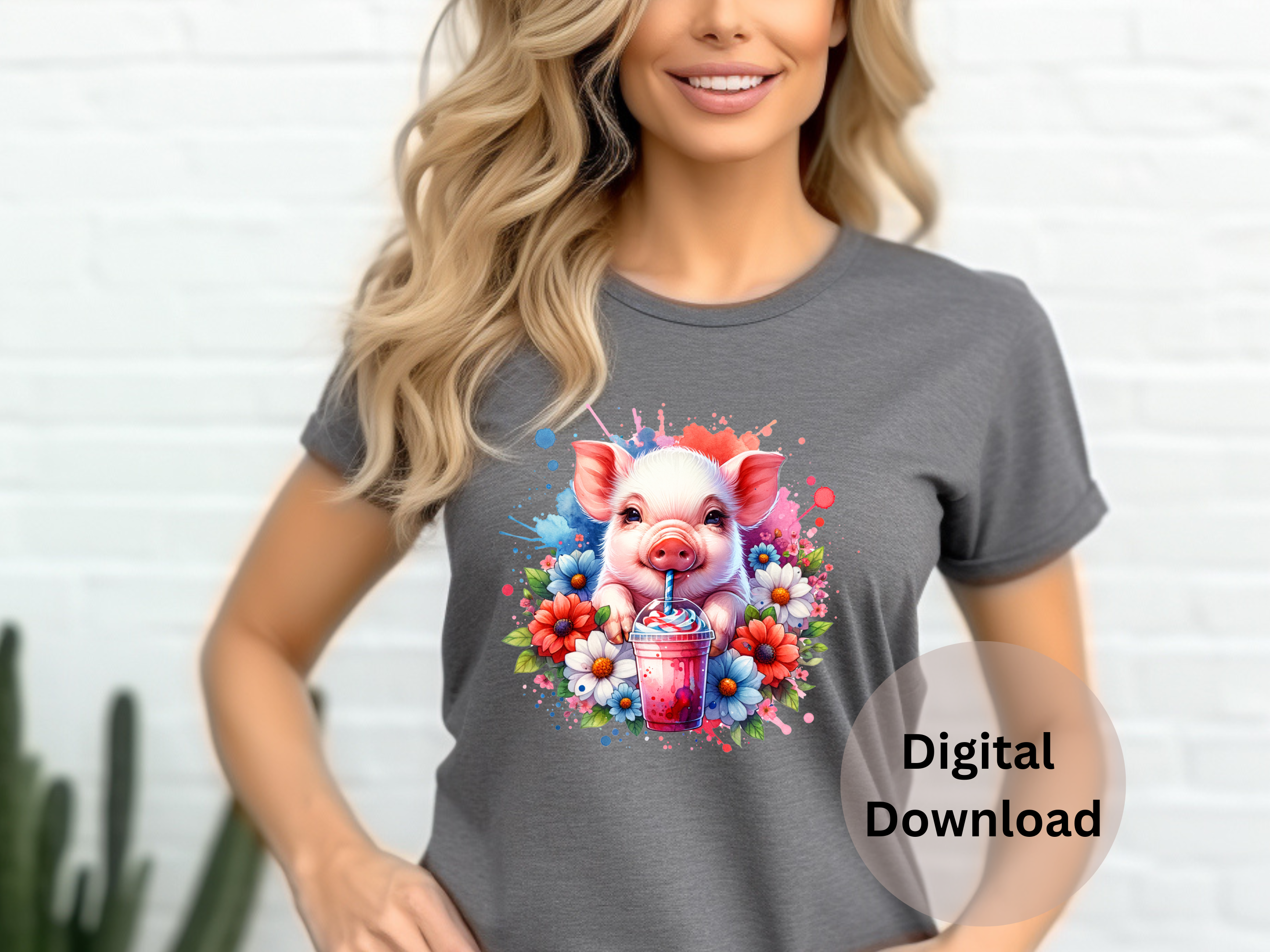 Pig With Shake PNG  - Digital Download