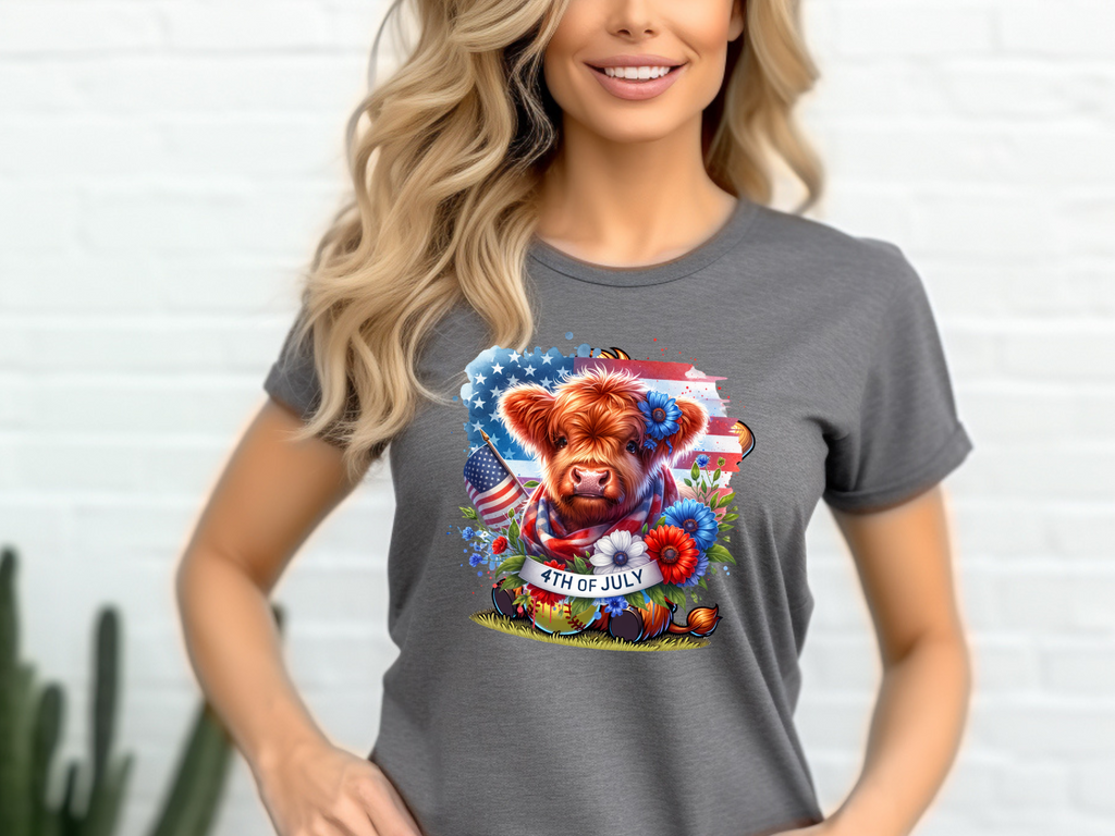 Highland Cow Patriotic Sublimation - PNG Digital Download