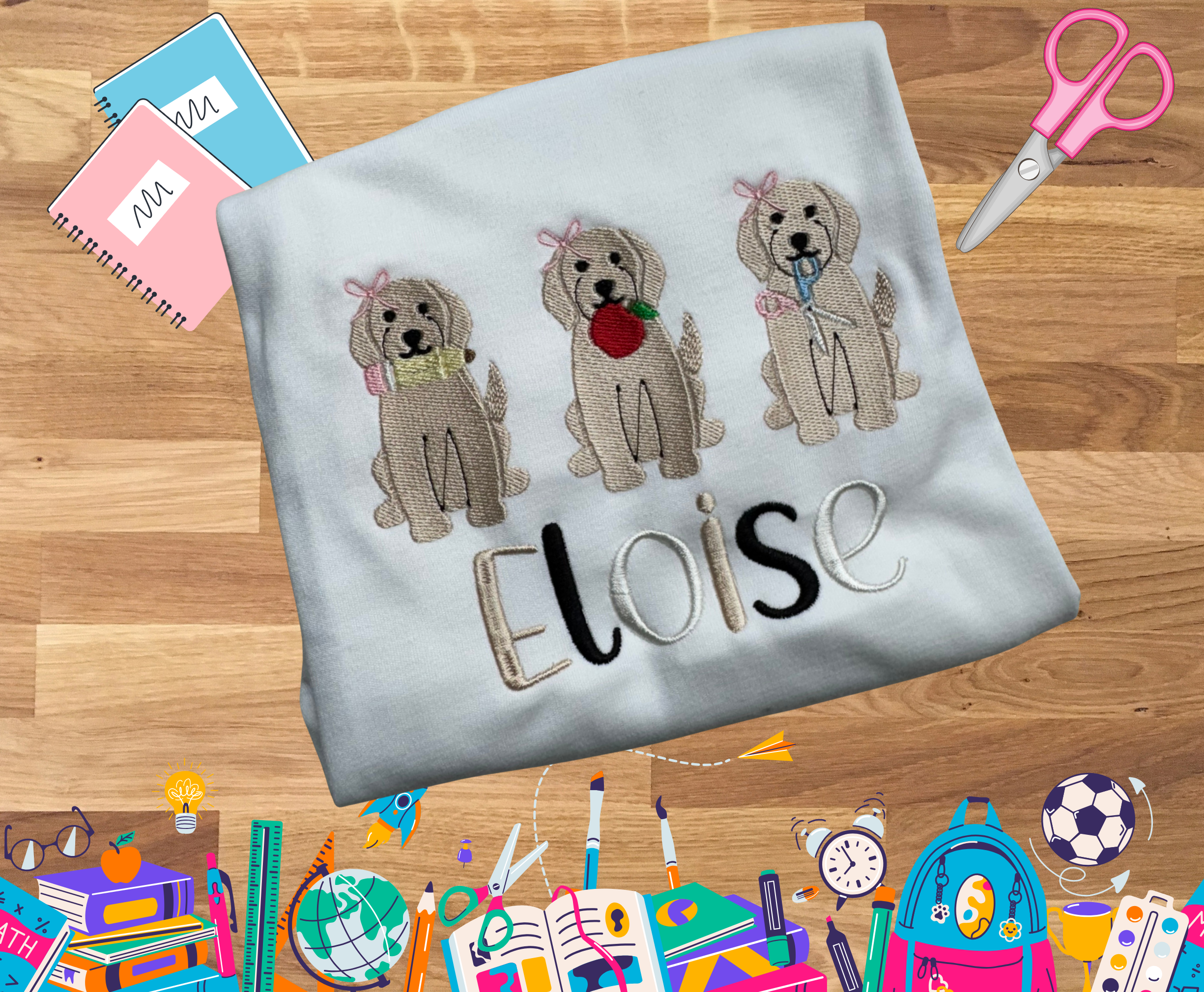 Back To School Dogs Toddler - Kids Embroidery