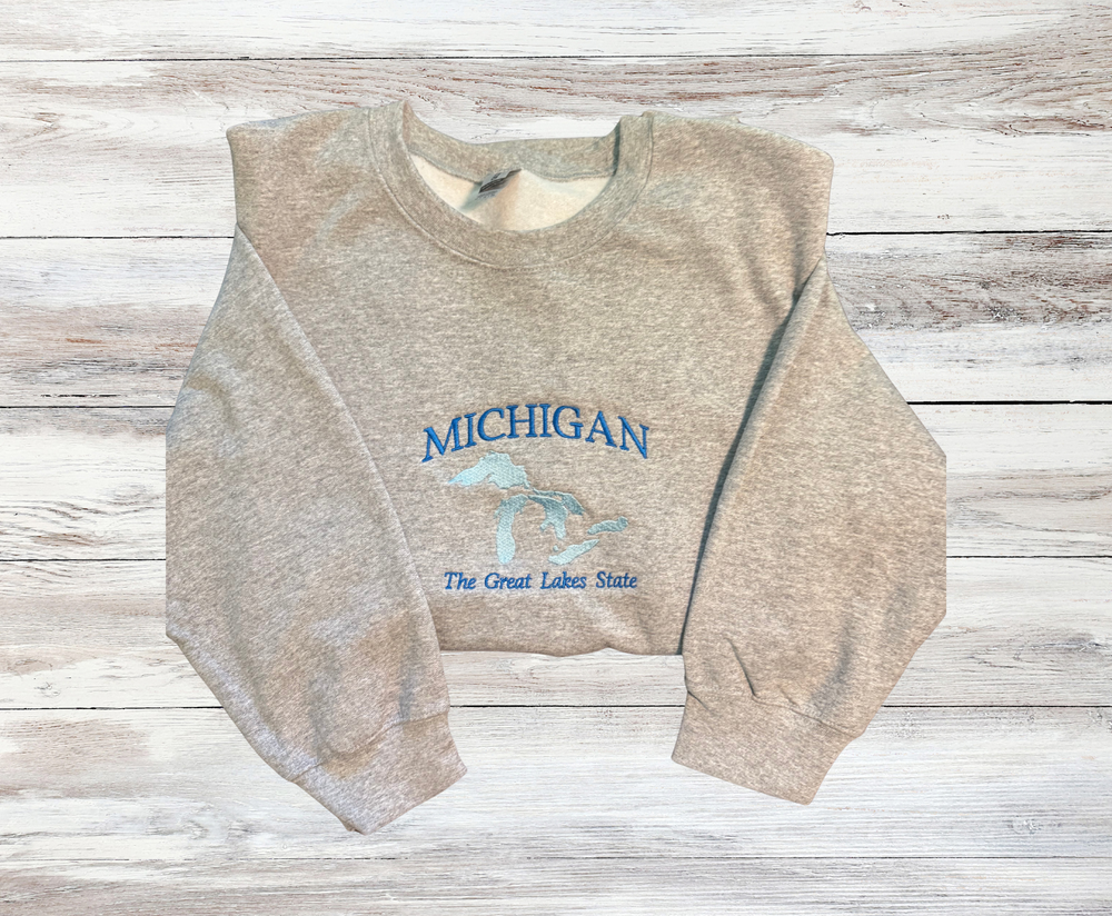 Michigan Great Lakes State - Crewneck Embroidery