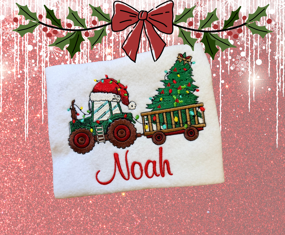 Christmas Tractor Toddler - Embroidery