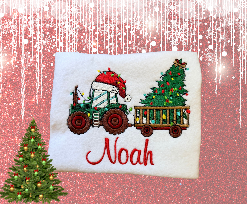 Christmas Tractor Infant - Embroidery
