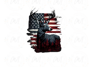 Buck With American Flag - Direct To Film - DTF Transfer