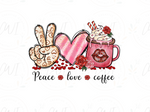 Load image into Gallery viewer, Valentines - Peace Love Coffee Kissable Lips- DTF Transfer
