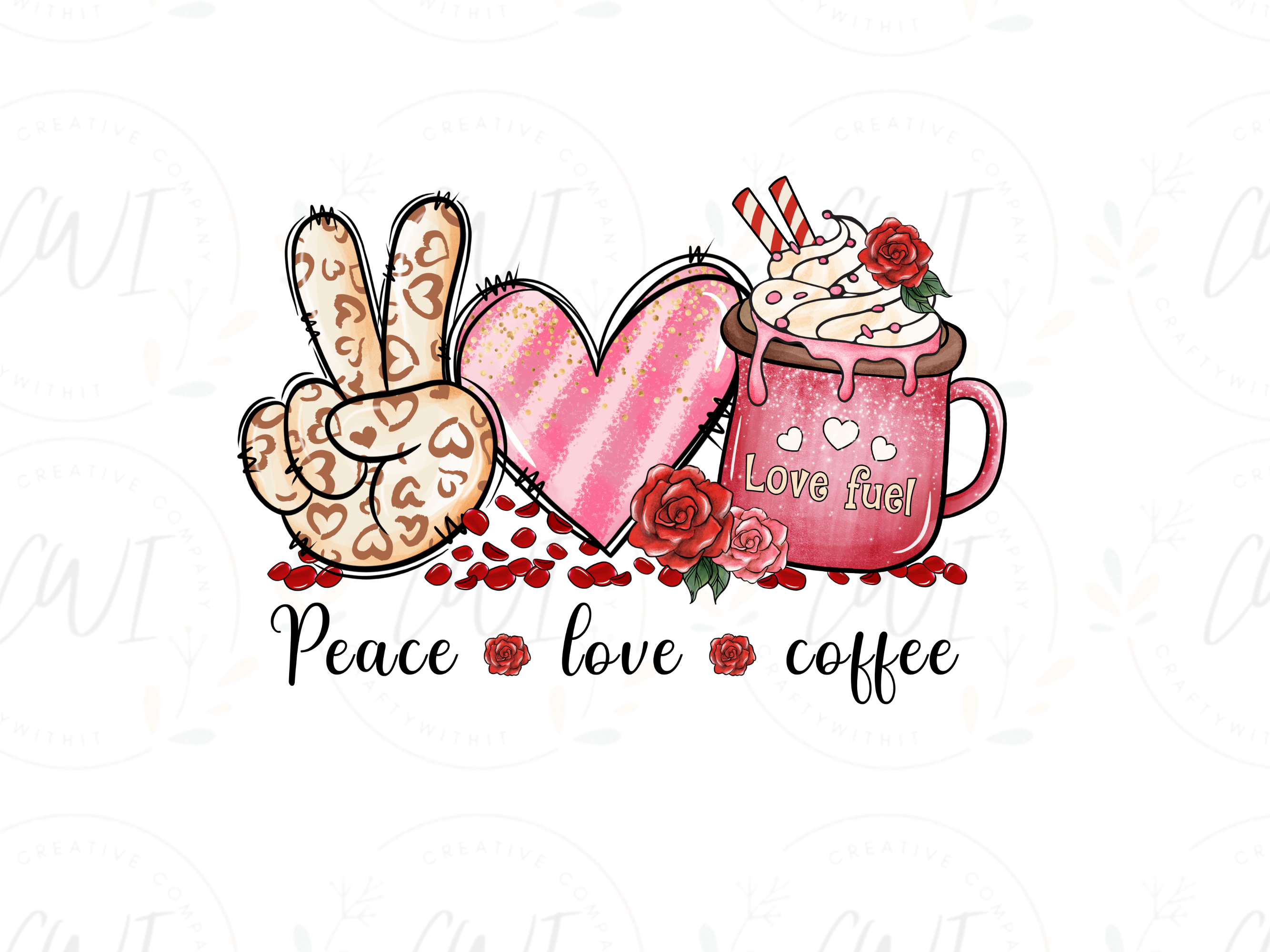 Valentines - Peace Love Coffee - DTF Transfer