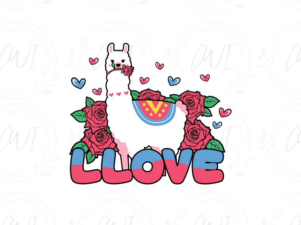 Valentines - LLove Llama - DTF Transfer
