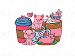 Load image into Gallery viewer, Valentines - Pigs With Coffee - DTF Transfer
