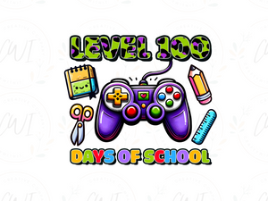 School -  Gamer Level 100 Days Of School - DTF Transfer