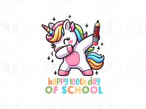 School - Happy 100 Days Of School Unicorn - Direct To Film Transfer