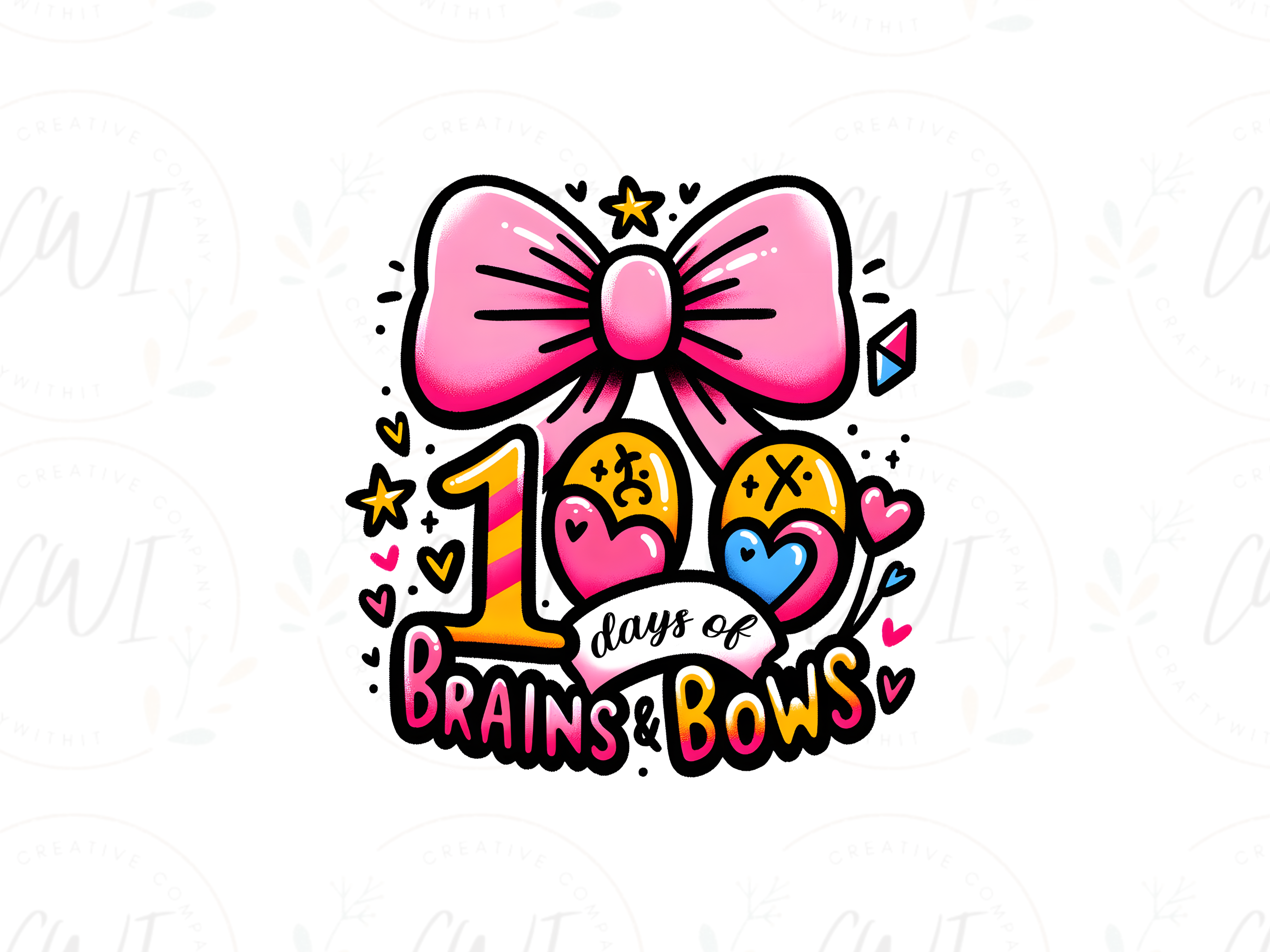 School - 100 Days Of Brains & Bows - Direct To Film Transfer