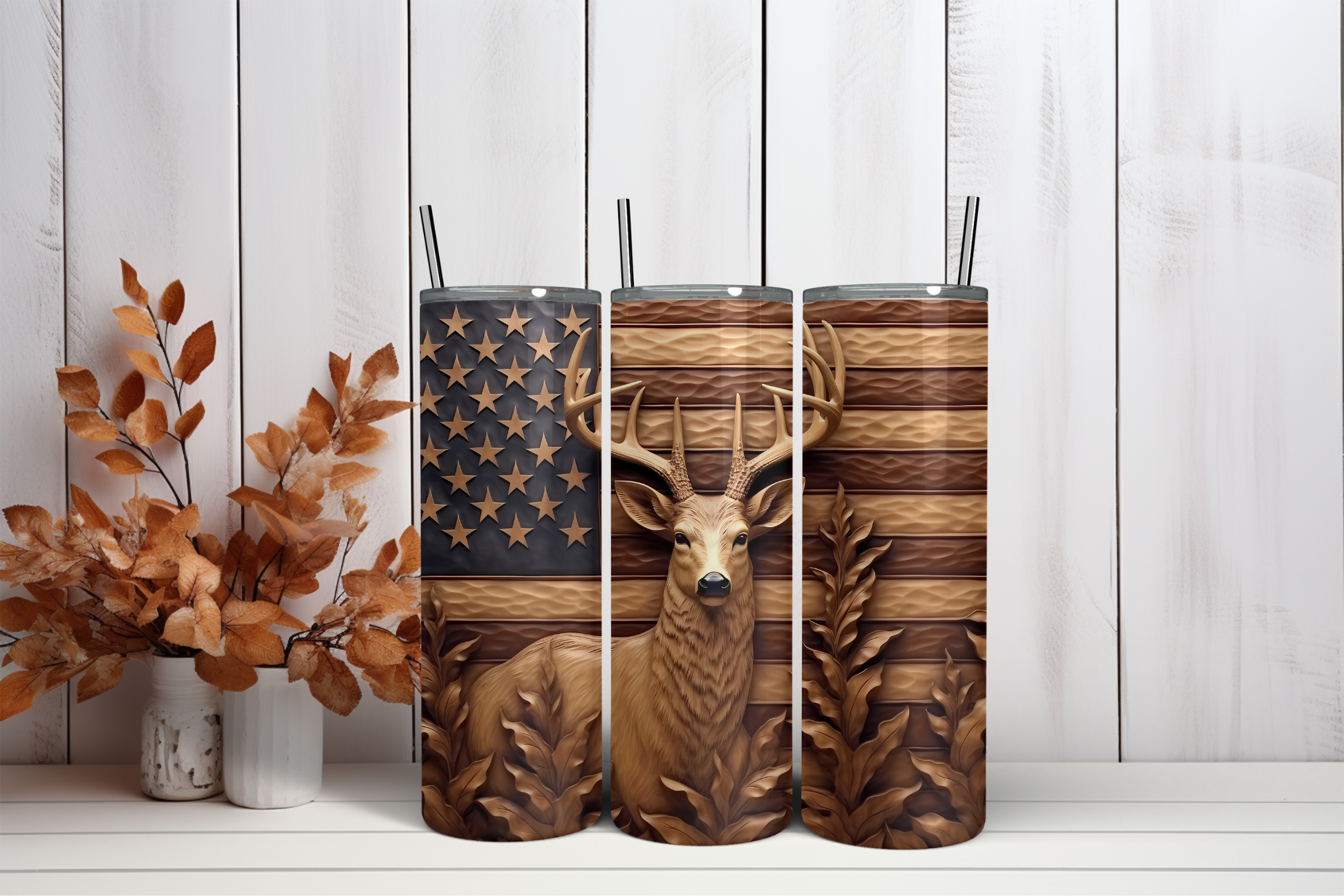 Buck With American Flag - Tumbler Digital Download