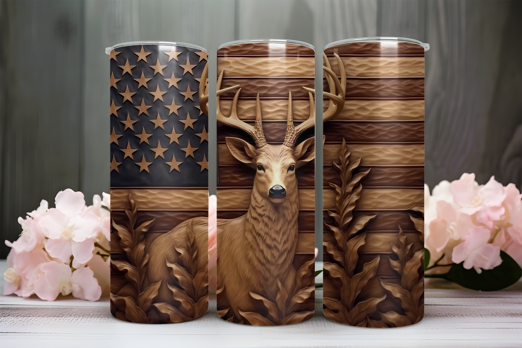 Buck With American Flag - Tumbler Digital Download